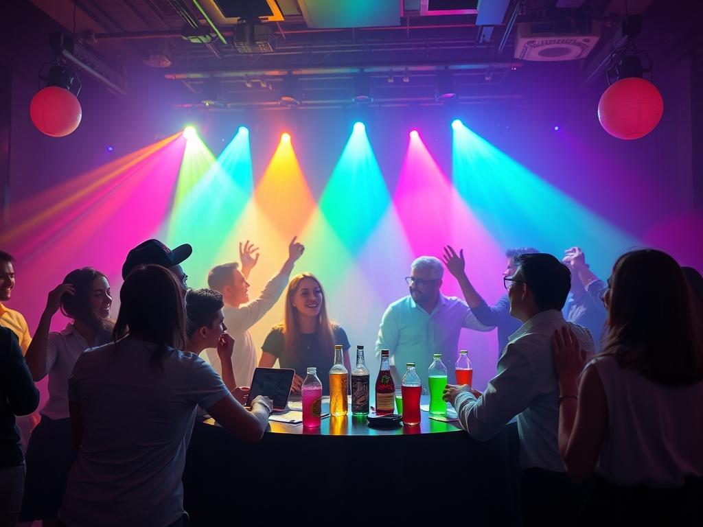 photo of a colorful corporate partyфото