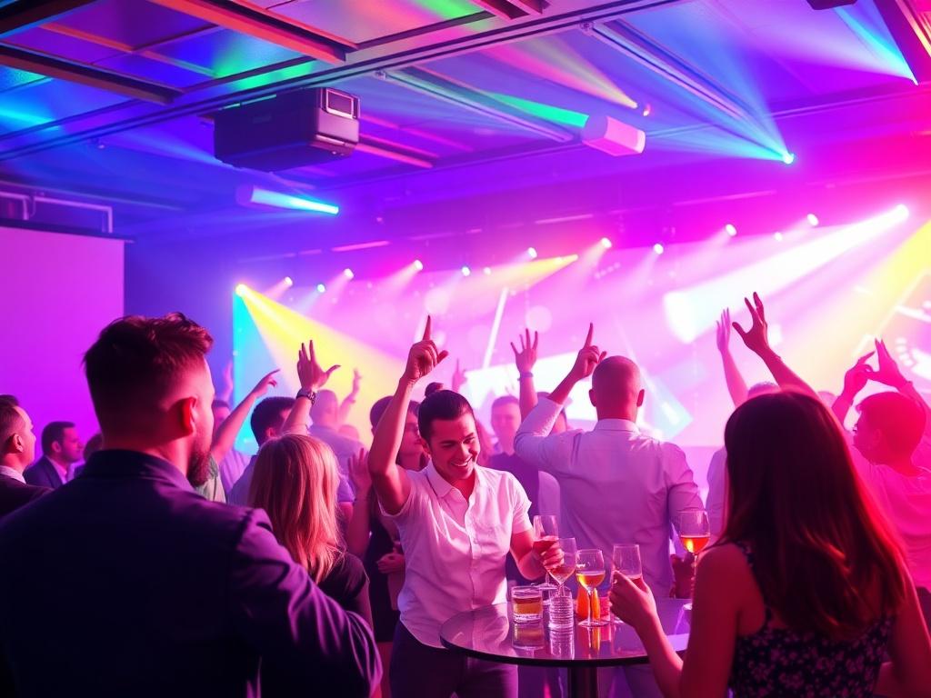 photo of a colorful corporate partyфото