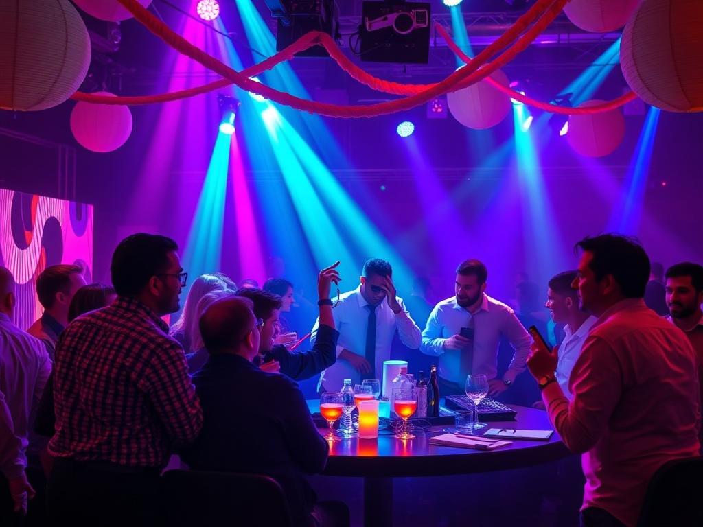 photo of a colorful corporate partyфото